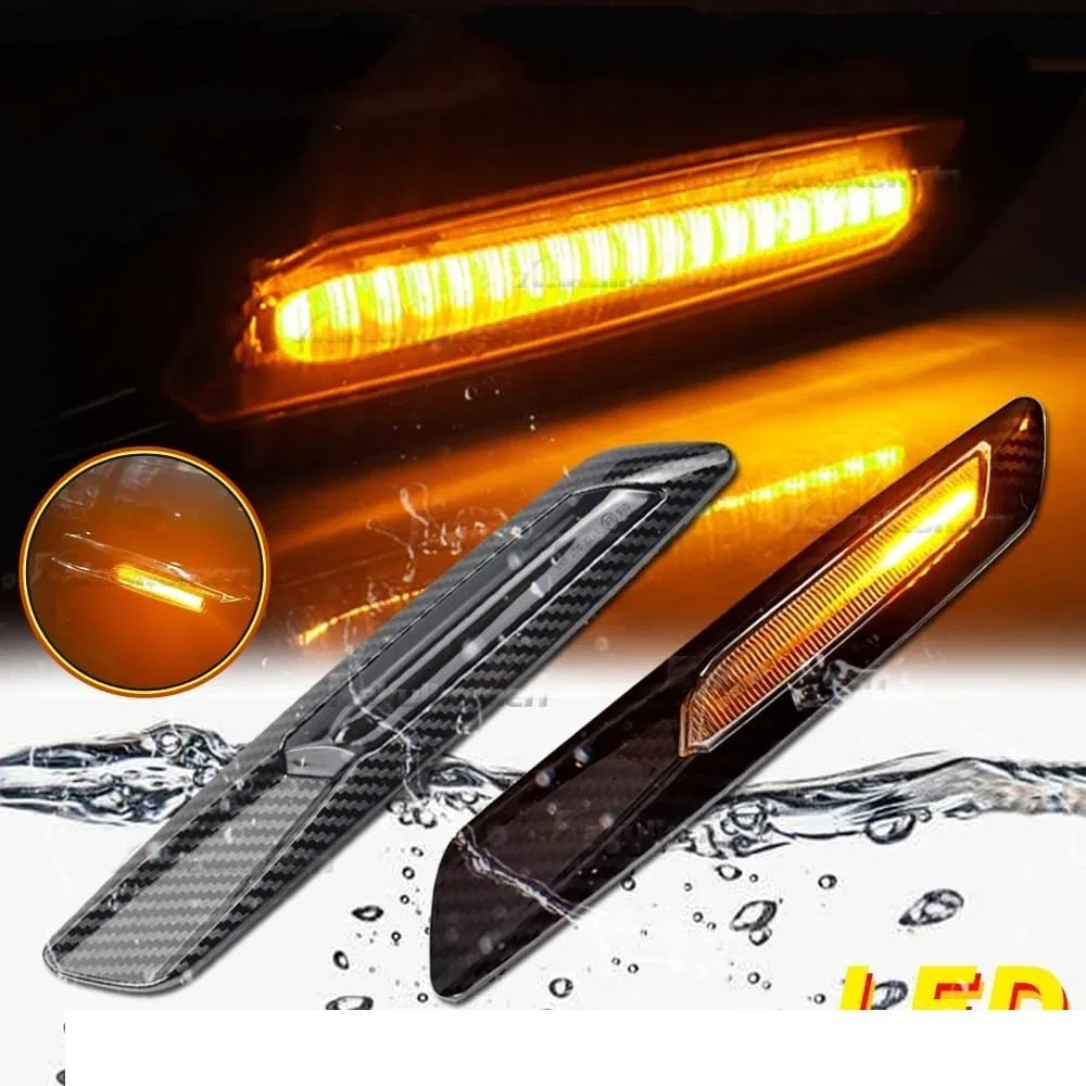 Dinamiche Indicatori Direzione Per BMW Serie 5 F10 F11 528i 528iX 535i 2011-20132X LED Sequenziale Parafango Indicatore Indicatore Laterale Lampeggiante Indicatori di Direzione luci(Smoked Black)