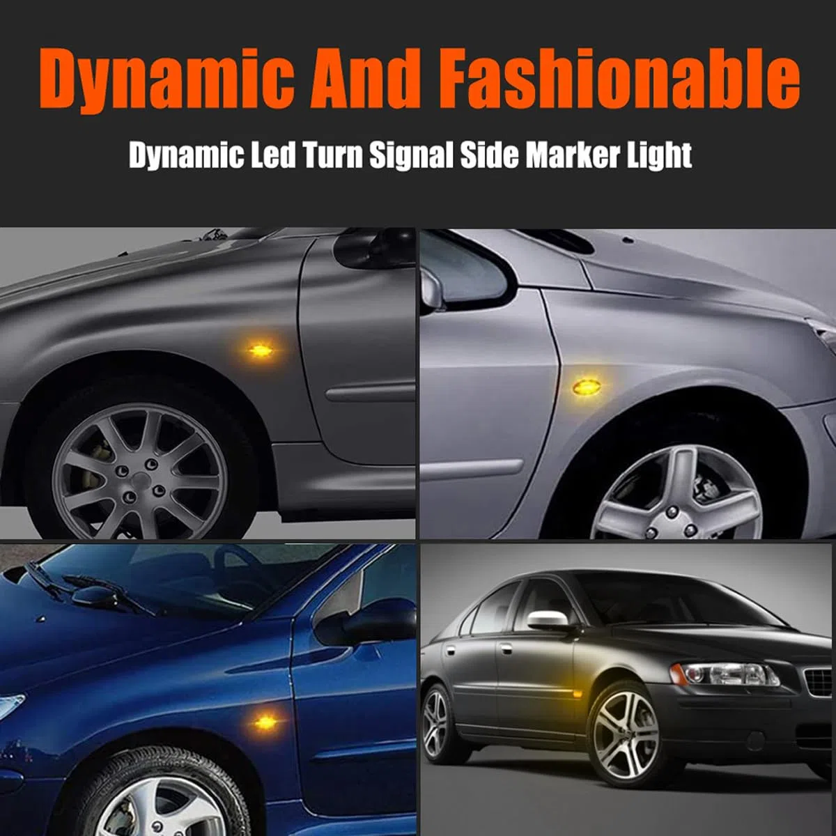 2 pz Dinamica LED Indicatore Laterale Indicatori di Direzione Lente Fumé Compatibile per Peugeot 1007 107 206 207 307 407 607 Compatibile per Citroen C1 C2 C3 C5 C6 Xsara Picasso